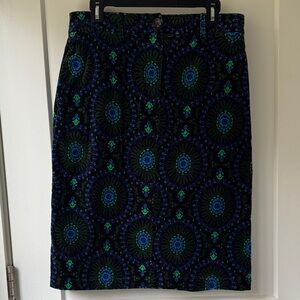 Elegant Boden Green and Blue Patterned Pencil Skirt